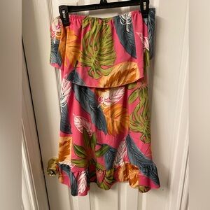 Women’s strapless summer dress.
